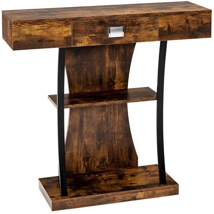 Hivvago Console Table with Drawer and 2-Tier Shelves for Entryway Living Room