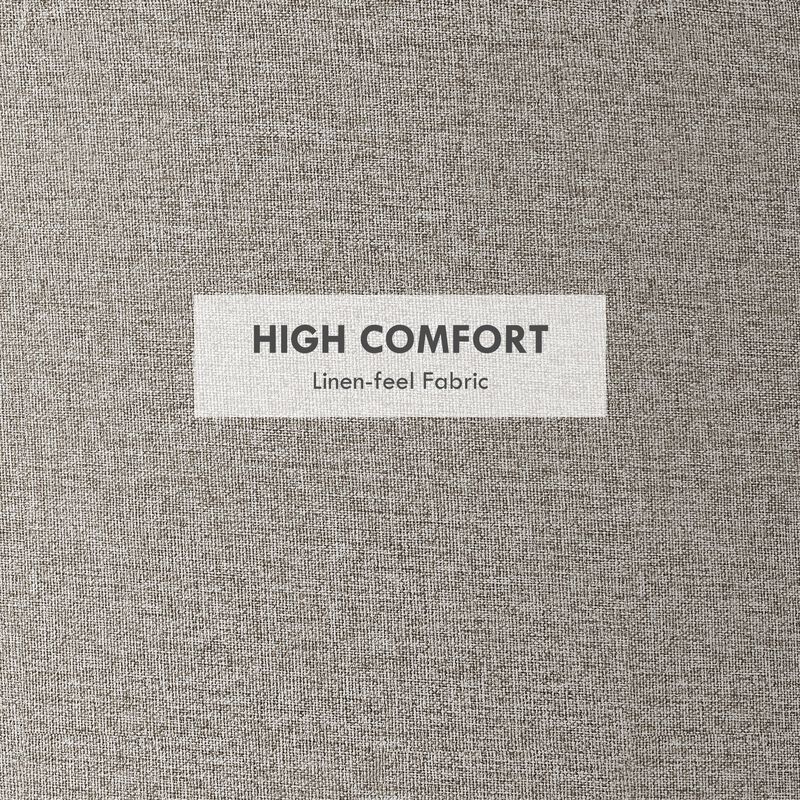 Gray Linen Round Ottoman: Flip-Top Tray, Hidden Storage