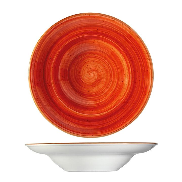 Terracota dia.9.5" h:2" 14 oz. Round Terracotta Porcelain Bowl (Set of 2)