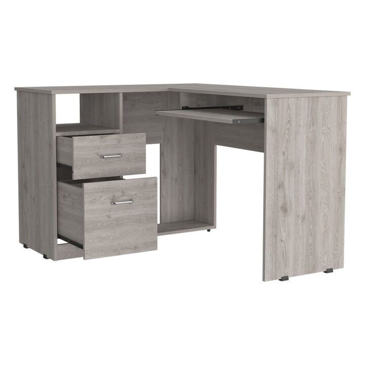 Glendale 2-Drawer 1-Shelf L-Shaped Computer Desk Light