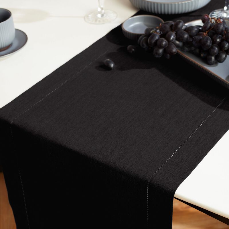 Solino Home 100% Pure Linen Table Runner | Sonoma Hemstitch