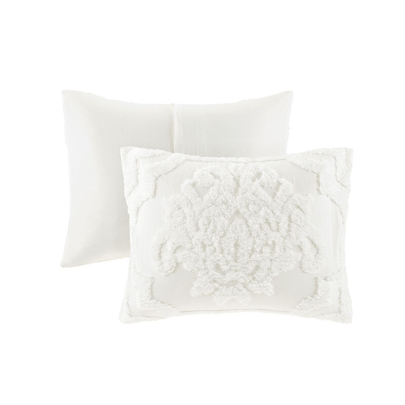Gracie Mills Fitzpatrick 3 piece Tufted Cotton Chenille Damask Comforter Set