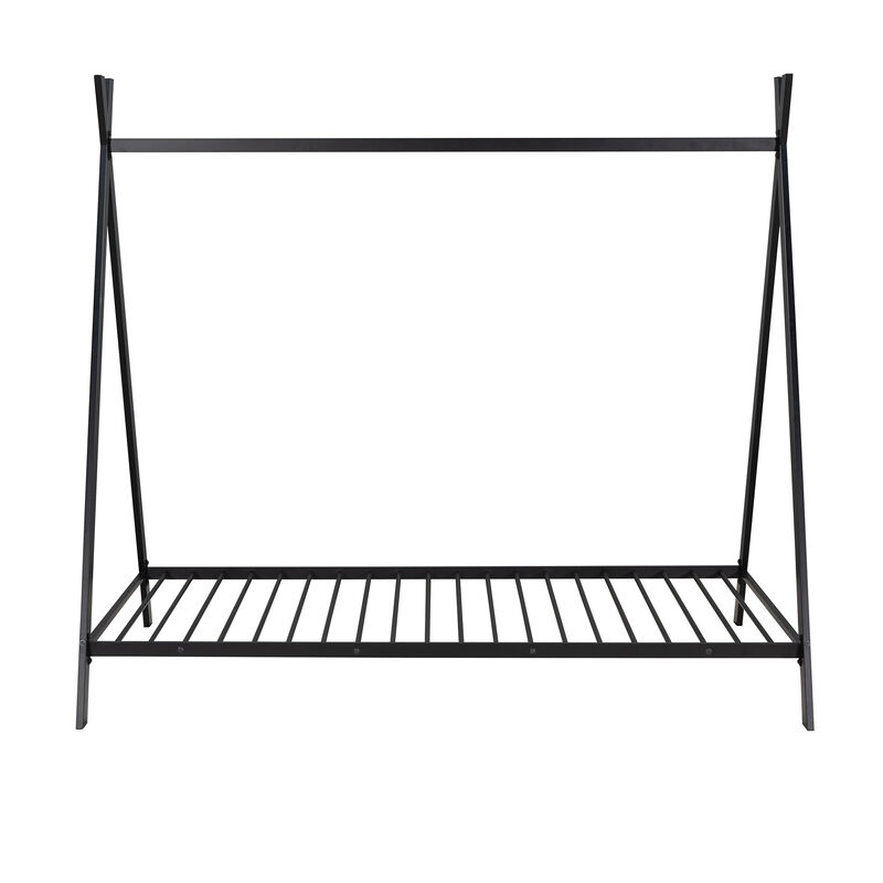 Wooden House Bed Frame with Canopy Tent for Kids & Toddlers Stylish Montessori Floor Bed