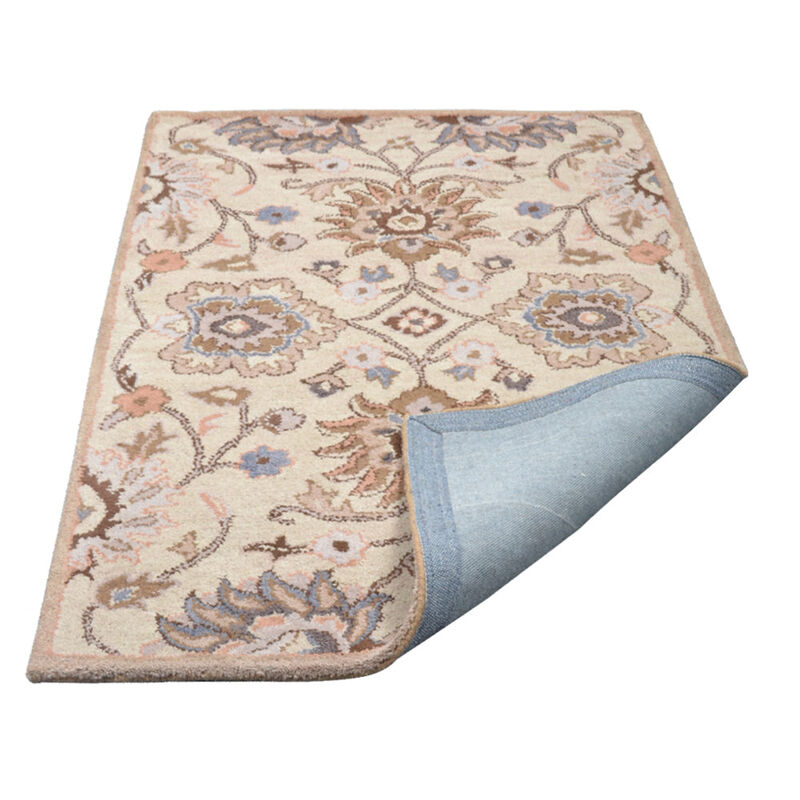 RUGSOTIC CARPETS HAND TUFTED WOOL ECO-FRIENDLY AREA RUGS  - 8'x11', Rectangle Shape, Cream, Floral Modern Design, High Pile Thick Handmade Anti Skid Area Rugs for Living Room, Bed Room (K00714)
