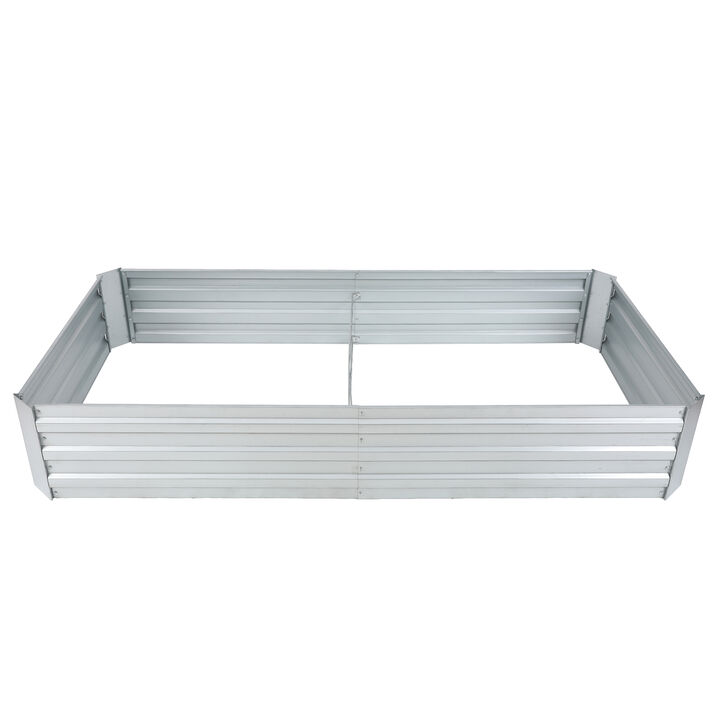 LuxenHome 72in Galvanized Rectangular Raised Garden Bed