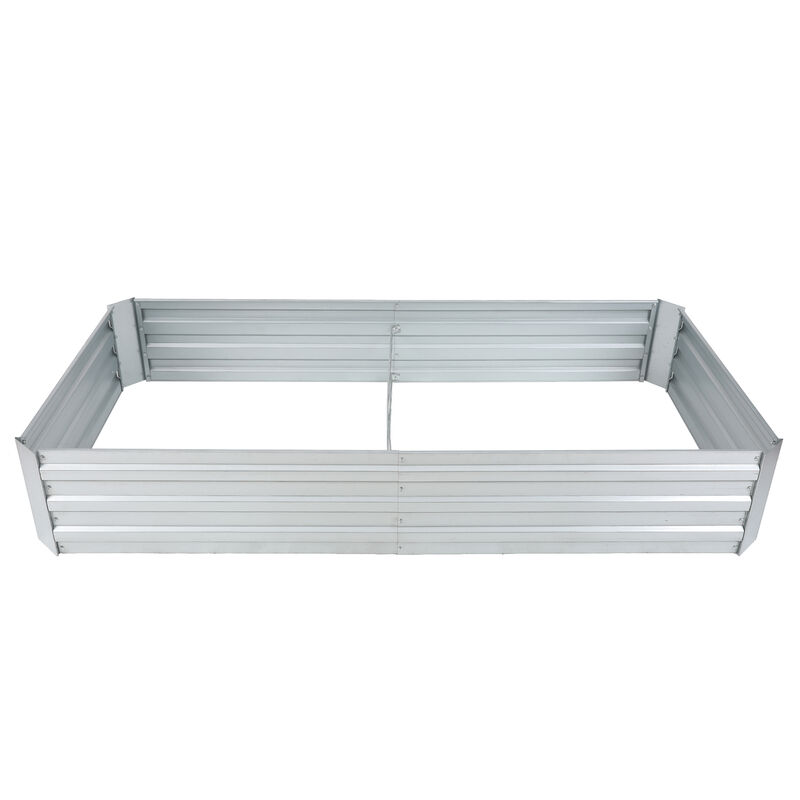 LuxenHome 72in Galvanized Rectangular Raised Garden Bed