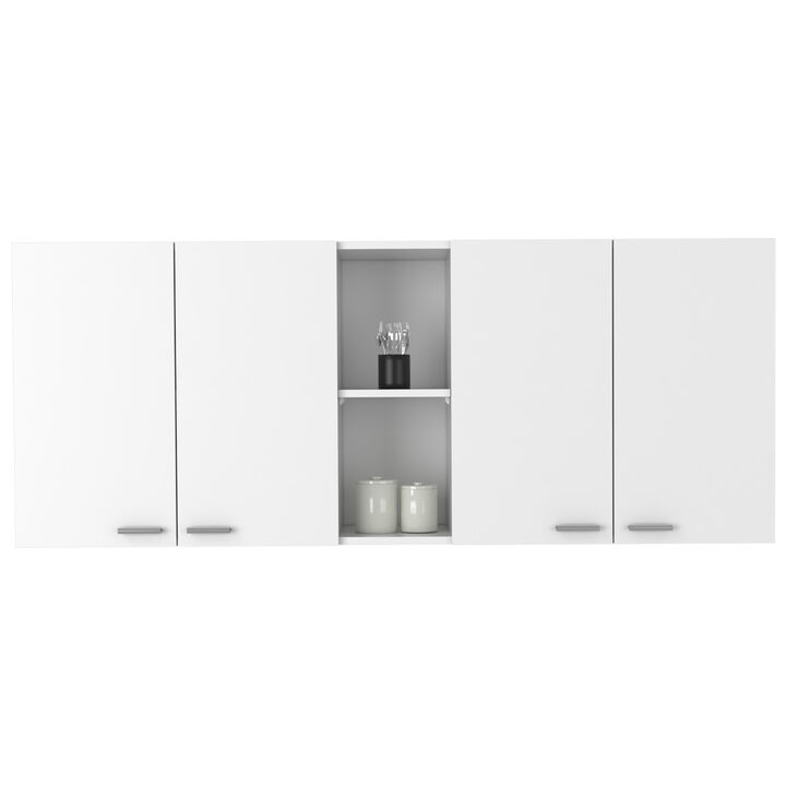 DEPOT E-SHOP Olimpo 150 Wall Double Door Cabinet,Two External Shelves, Two Interior Shelves