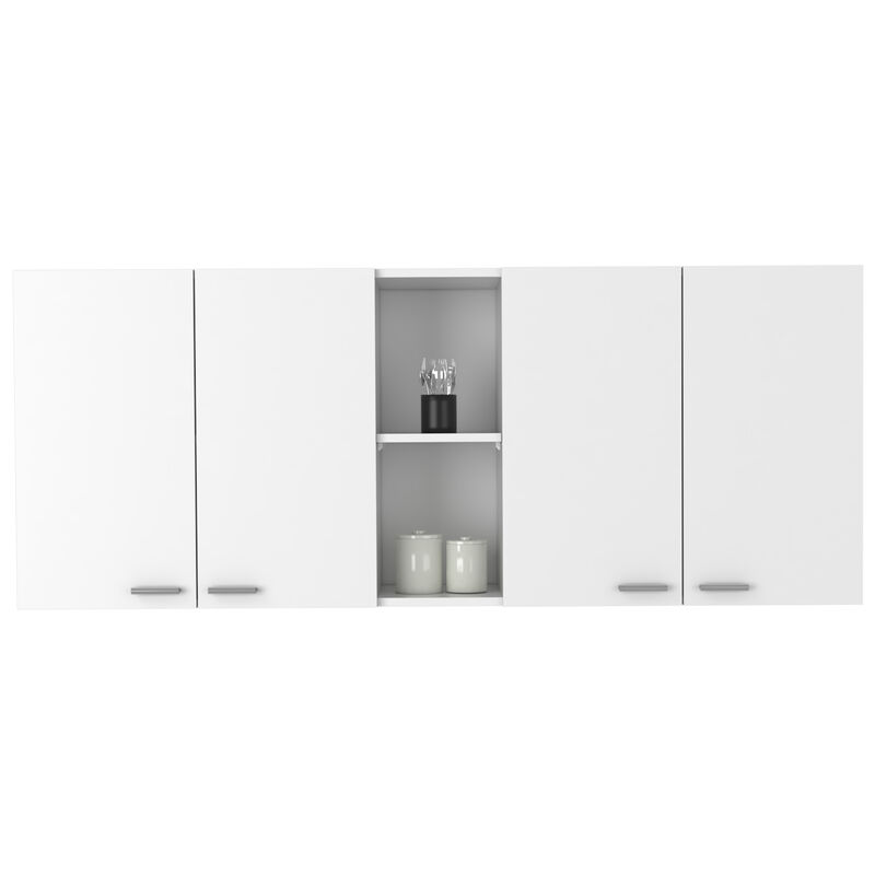 DEPOT E-SHOP Olimpo 150 Wall Double Door Cabinet,Two External Shelves, Two Interior Shelves