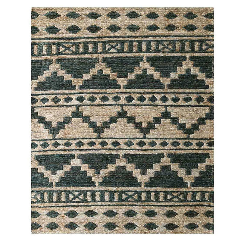 HAND KNOTTED SUMAK JUTE ECO-FRIENDLY Contemporary AREA RUGS  - 6'x9', Rectangle Shape, Beige Green Color, Contemporary, High Pile, Natural Fiber, Outdoor Indoor Handmade Area Rugs (J00084)