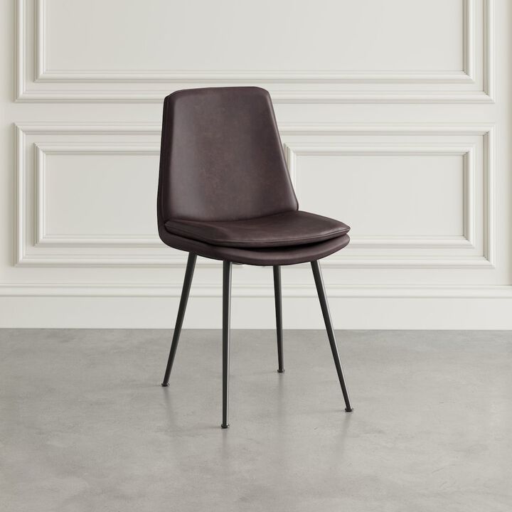 Jofran Draper Mid-Century Modern Upholstered Faux Leather Dining Chair (Set of 4)