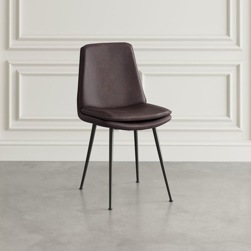 Jofran Draper Mid-Century Modern Upholstered Faux Leather Dining Chair (Set of 4)