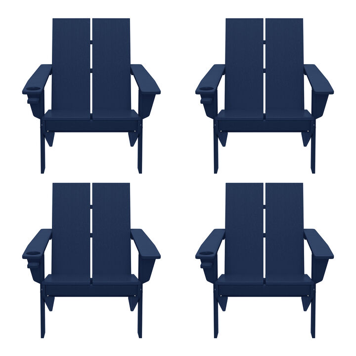 WestinTrends Outdoor HDPE Modern Adirondack Chair with Cup Holder (Set of 4)