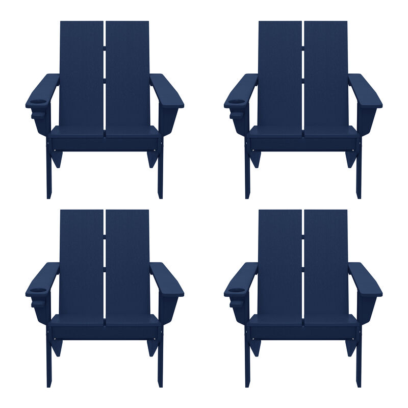 WestinTrends Outdoor HDPE Modern Adirondack Chair with Cup Holder (Set of 4)