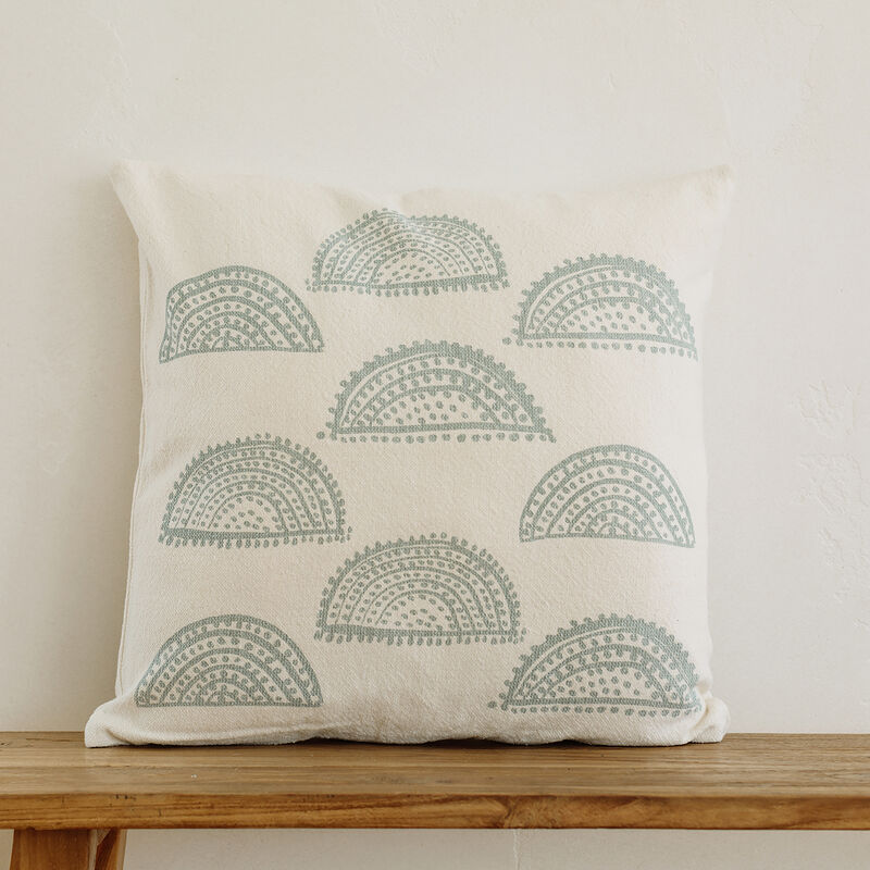 Oceanic elegance artisan print fish lumbar pillow