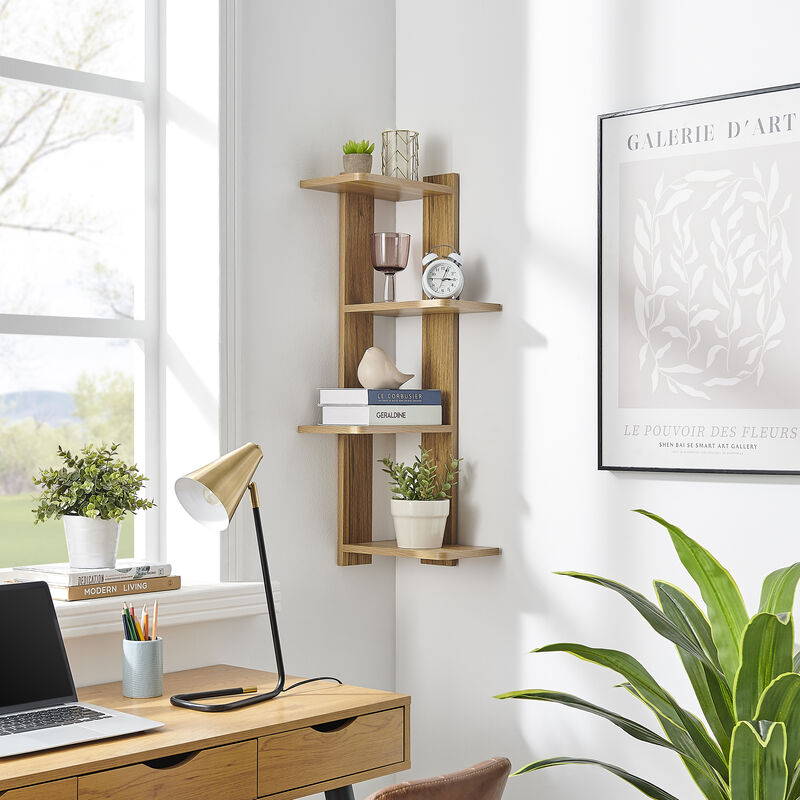 Alvar Corner 4-Tier Floating Ledge Column Wall Shelf