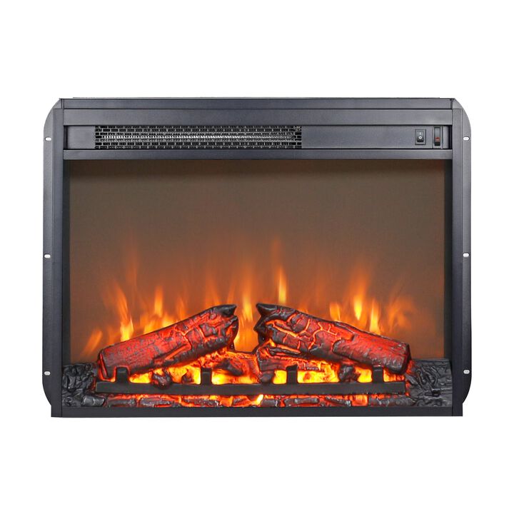 Mondawe 23 Inch Electric Fireplace Insert Heater With Log Set & Realistic Flame, Overheating Protection Without Control
