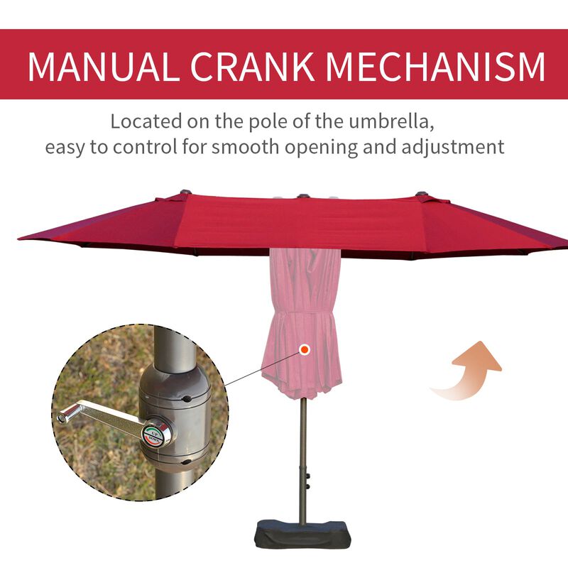 Versatile Sun Shield: 15ft Patio Umbrella with Double-Sided Shade