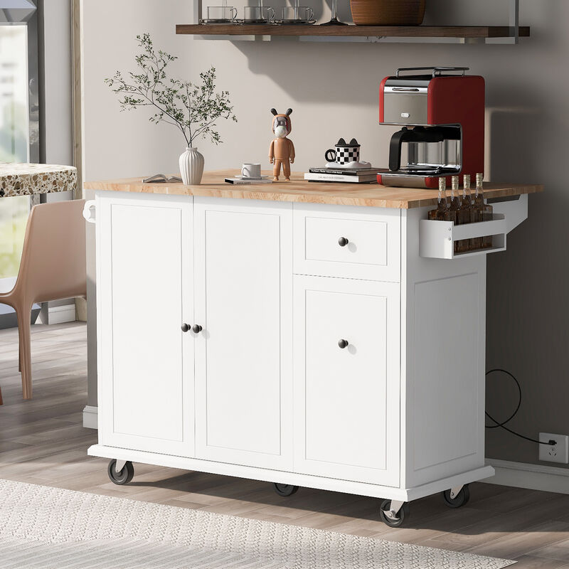 Streamdale Rolling Kitchen Island Cart with Drop Leaf & Storage