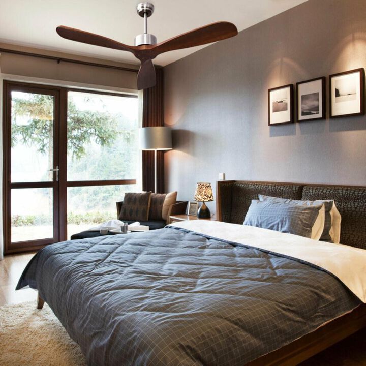 Hivvago 52 Inch Modern Ceiling Fan Indoor Outdoor Brushed Nickel Finish with Remote