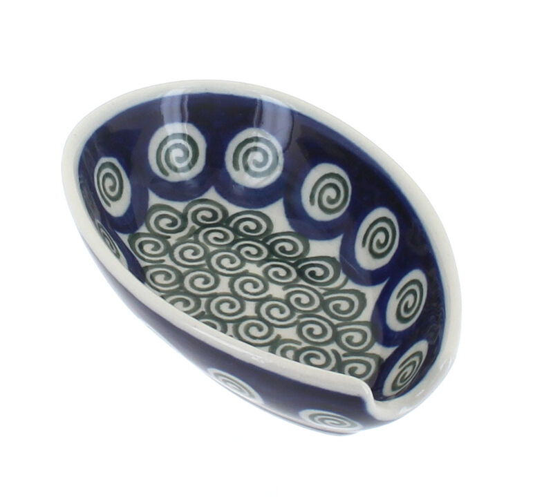 Blue Rose Polish Pottery Dreaming of Poppies Small Spoon Rest