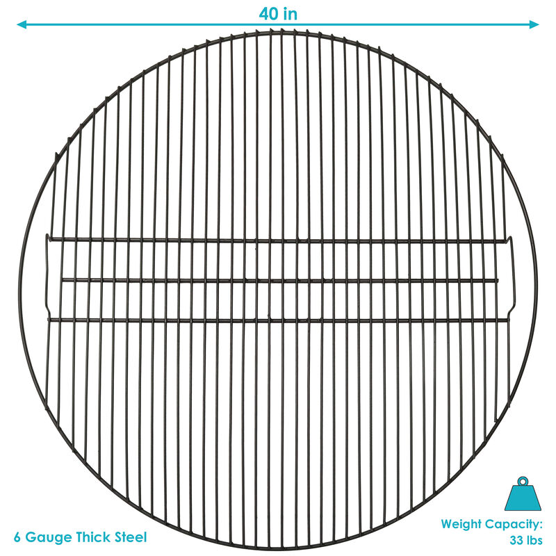 Sunnydaze 40 in Round Steel Fire Pit Cooking Grill with Heat Resistance