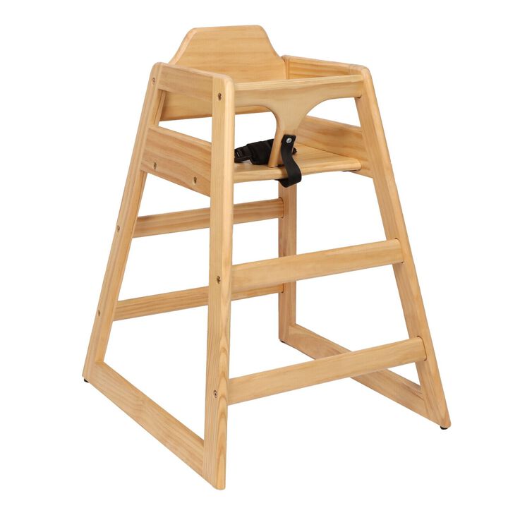 Sturdy Pine Wood Baby Chair with Adjustable Safety Straps