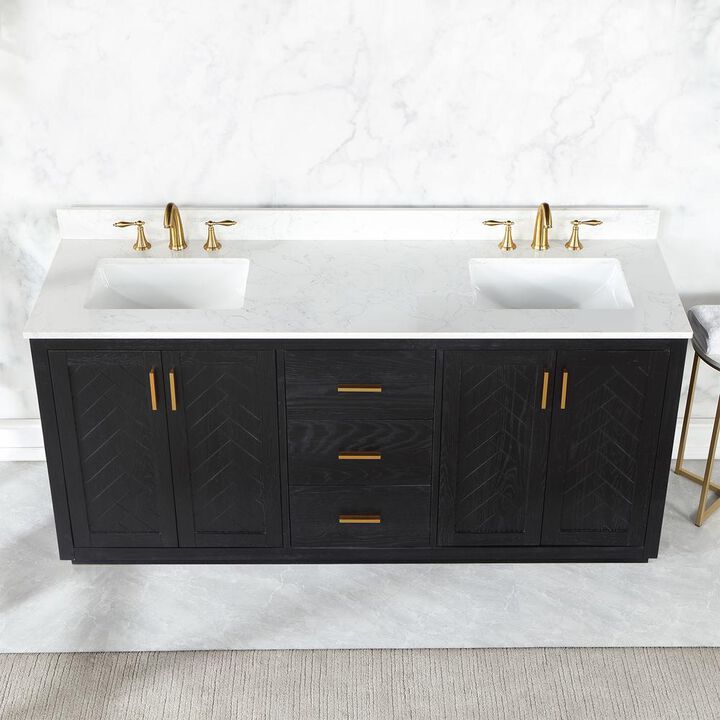 Altair 72 Double Bathroom Vanity Set in Black Oak without Mirror