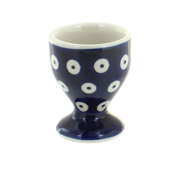 Blue Rose Polish Pottery Red Daisy Egg Cup