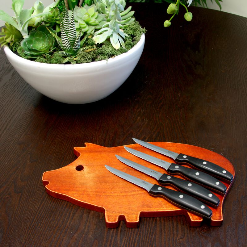 Oster Granger 4.5 in. Stainless Steel Blade Steak Knife Set in Black (4 Pack)
