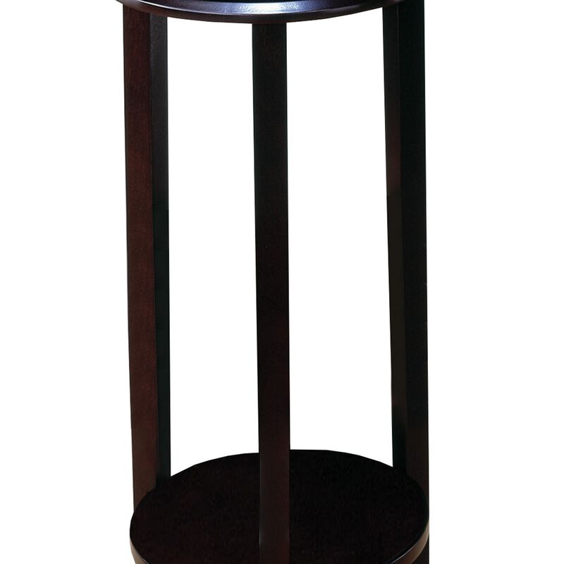Elegant Plant Stand With Round Top, Brown-Benzara
