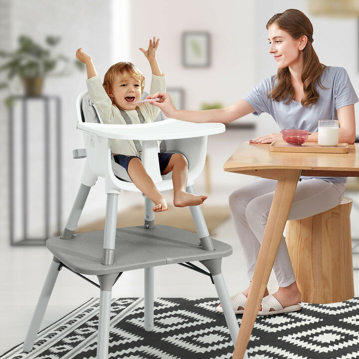 4-in-1 Baby Convertible Toddler Table Chair Set with PU Cushion