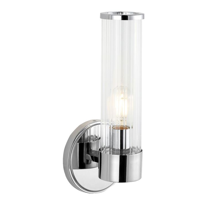 Cecil Tall Cylinder Ironstriped Glass Modern Mid Century LED Vanity
