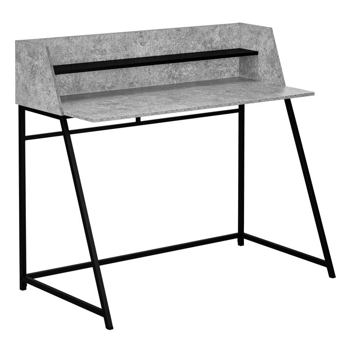 Monarch Specialties I 7550 Computer Desk, Home Office, Laptop, Storage Shelves, 48"L, Work, Metal, Laminate, Grey, Black, Contemporary, Modern