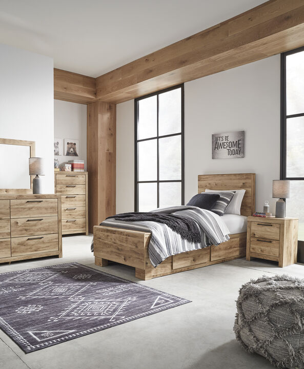 Hyanna Twin Panel Bed with 1 Side Storage
