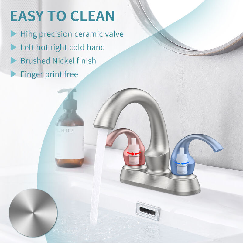 Elegant 2-Handle Centerset Bathroom Faucet with Swan Spout and Water Hoses