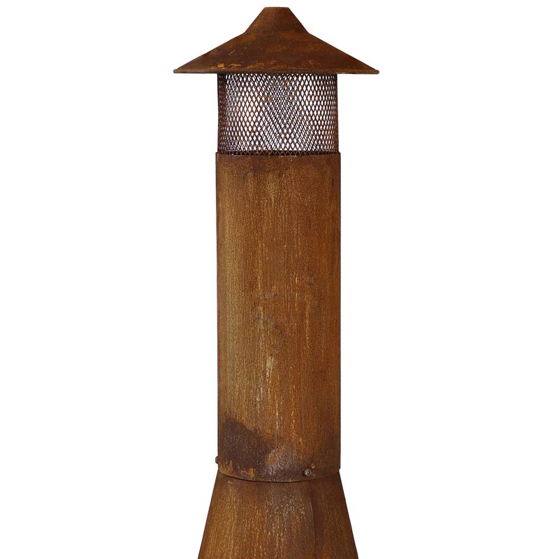 Sunnydaze 70 in Steel Wood Burning Chiminea Fire Pit with Rain Cap - Rustic