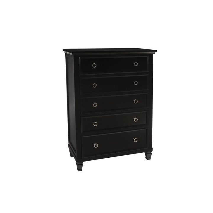 New Classic Furniture Furniture Tamarack Solid Wood 5-Drawer Chest in Black
