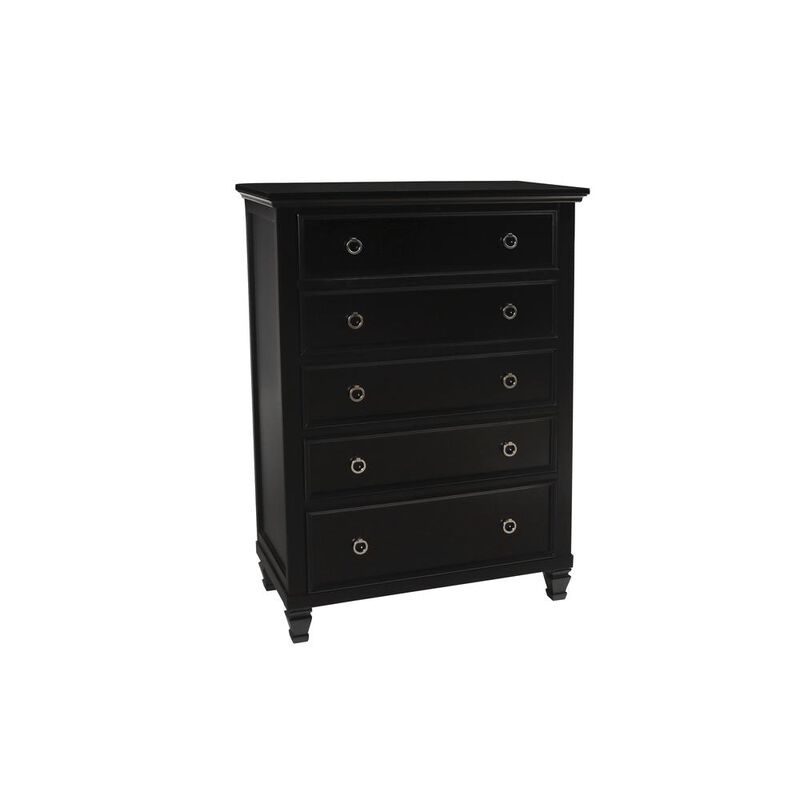 New Classic Furniture Furniture Tamarack Solid Wood 5-Drawer Chest in Black