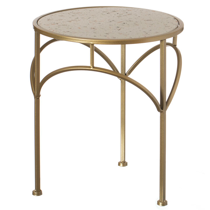 Decorative Gold Metal Round Plant Stand, Modern White Marble Look Top Display End Side Table, Set of 3