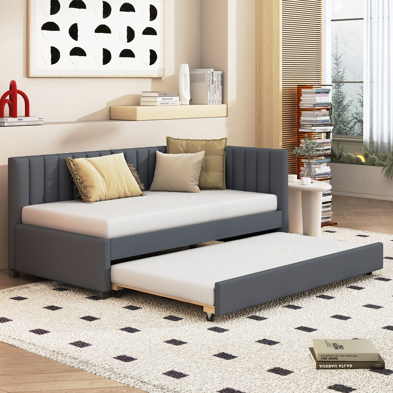 Merax Upholstered Daybed Bed Frame with Trundle