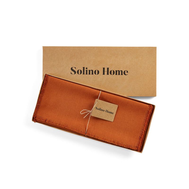Solino Home 100% Pure Linen Table Runner 14 x 60 Inch | Fringe