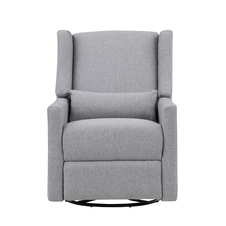 Pronto Swivel Glider Recliner with Pillow Rich Gray Fabric
