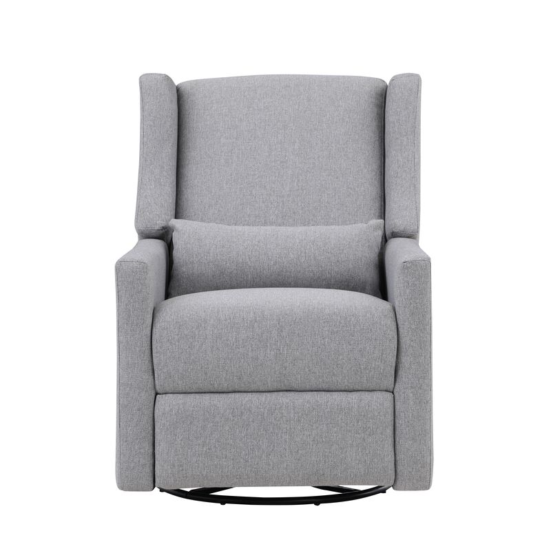 Pronto Swivel Glider Recliner with Pillow Rich Gray Fabric