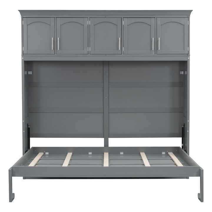 Merax Murphy Bed Wall Bed with Top Cabinets