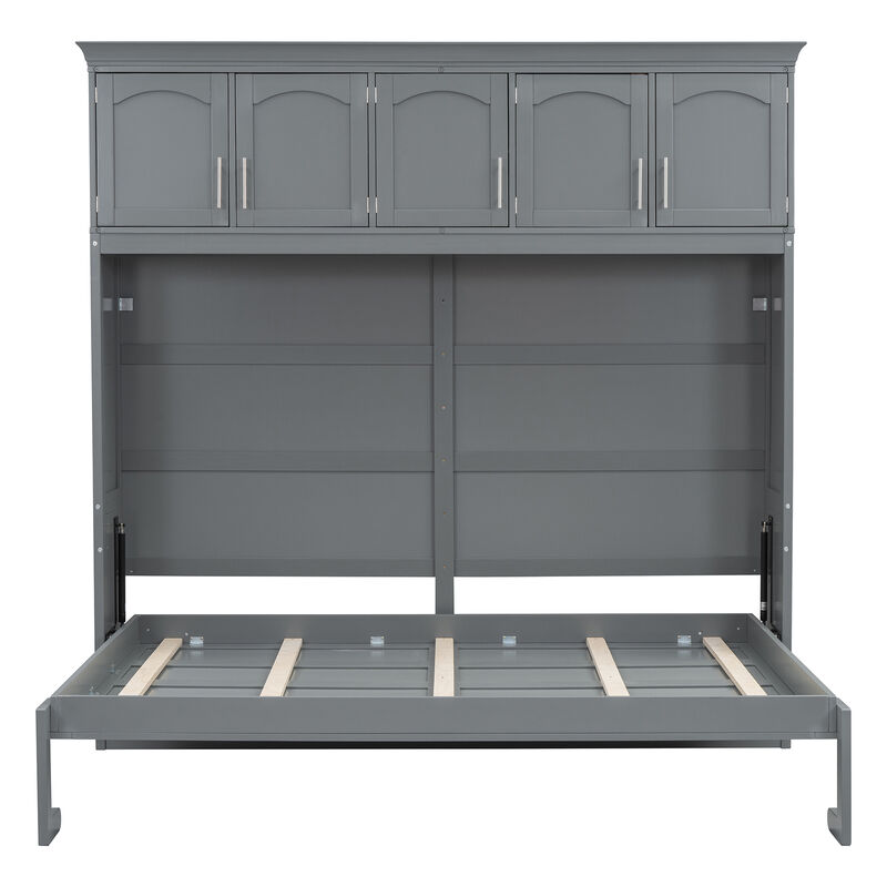 Merax Murphy Bed Wall Bed with Top Cabinets