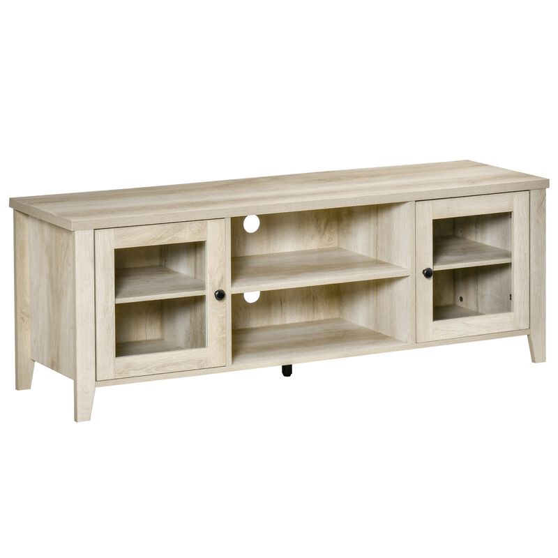 Oak TV Console: Modern Stand with Shelves for 60" Flatscreens