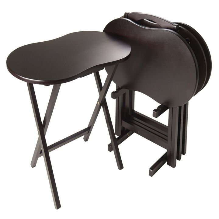 Hivvago 5-Piece TV Table Set in Espresso Finish with Peanut Shape Top