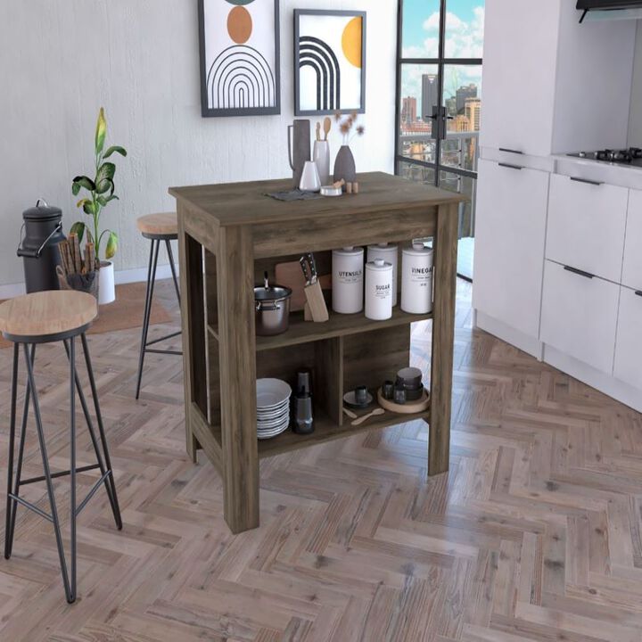 Kitchen Island Dozza, Kitchen, Dark Brown