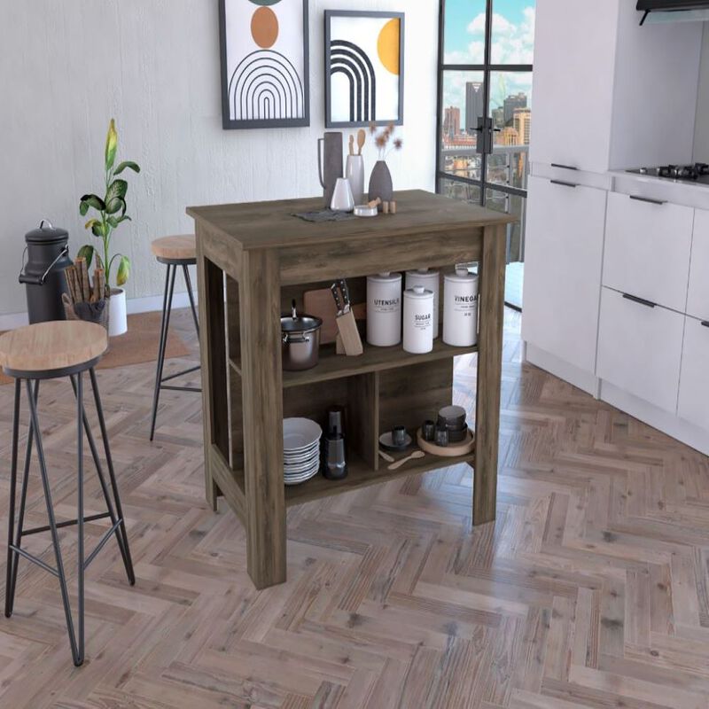 Kitchen Island Dozza, Kitchen, Dark Brown