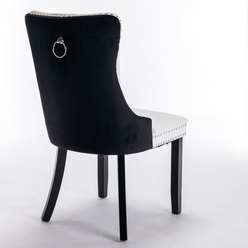 Contemporary PU & Velvet Dining Chair Set